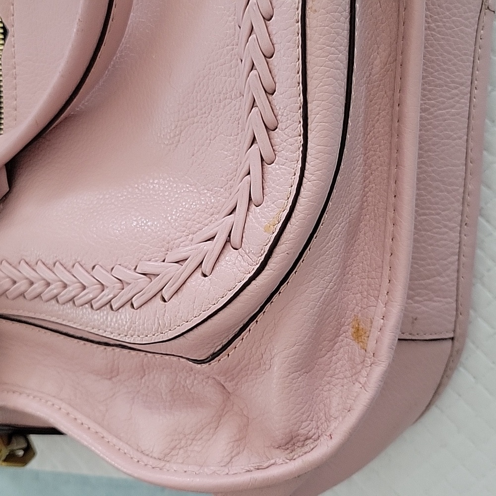 OrYANY Sarah Soft Pink Pebbled Leather Satchel Braided Detail-Brass Hardware EUC - Picture 6 of 7